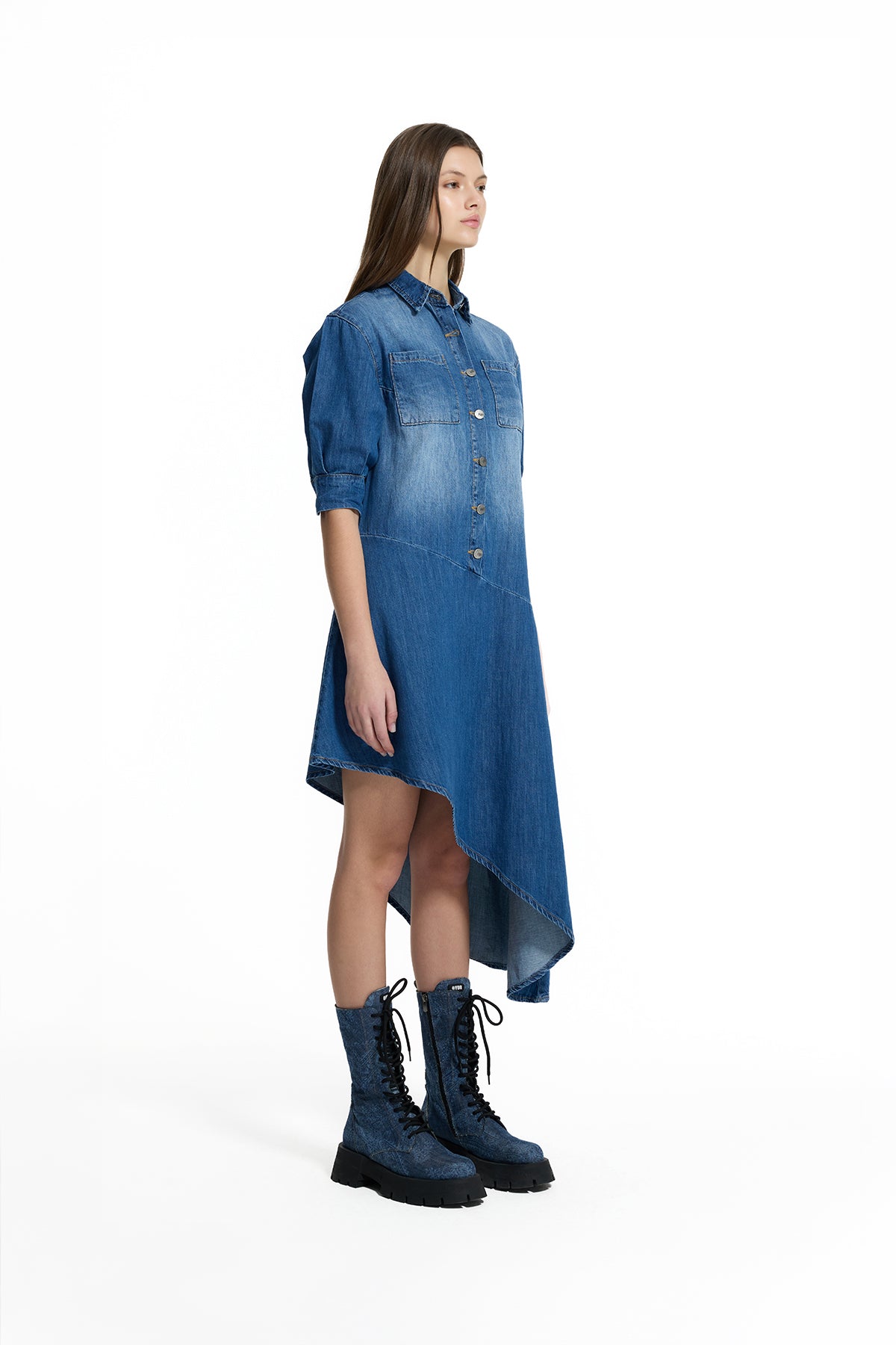 VESTIDO VDR CAMISEIRO GANGA ASSIMÉTRICO C/ CINTO - Carla Valente