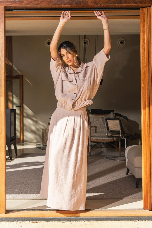 SAIA FERRACHE MIDI EM LINHO C/PREGAS - Carla Valente