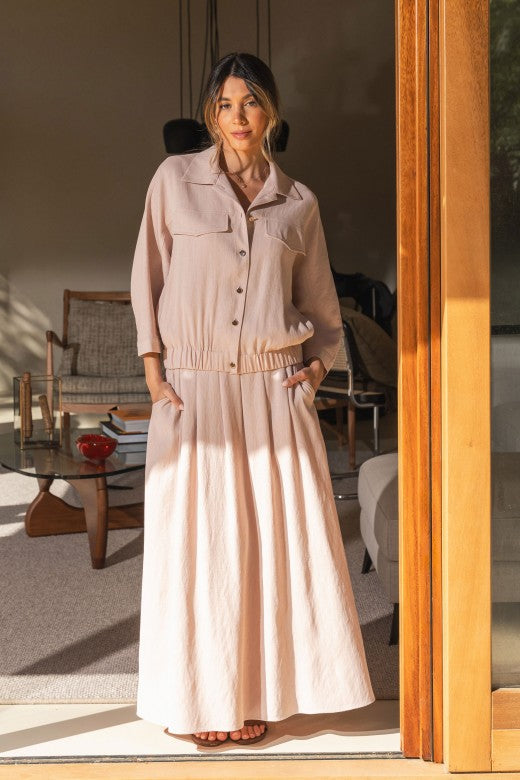 SAIA FERRACHE MIDI EM LINHO C/PREGAS - Carla Valente