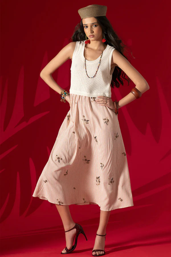 VESTIDO FOURSOUL PLISSADO COMBINADO COM CROCHET - Carla Valente