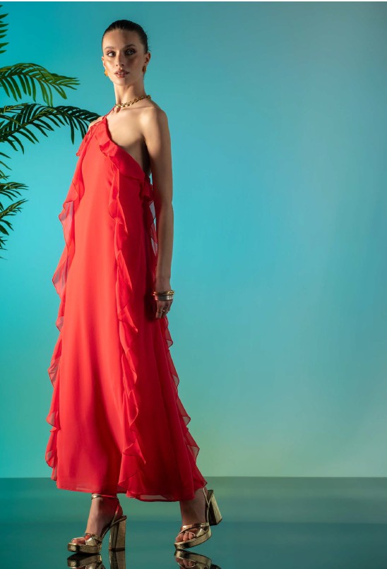 VESTIDO FOURSOUL TECIDO COM FOLHOS - Carla Valente