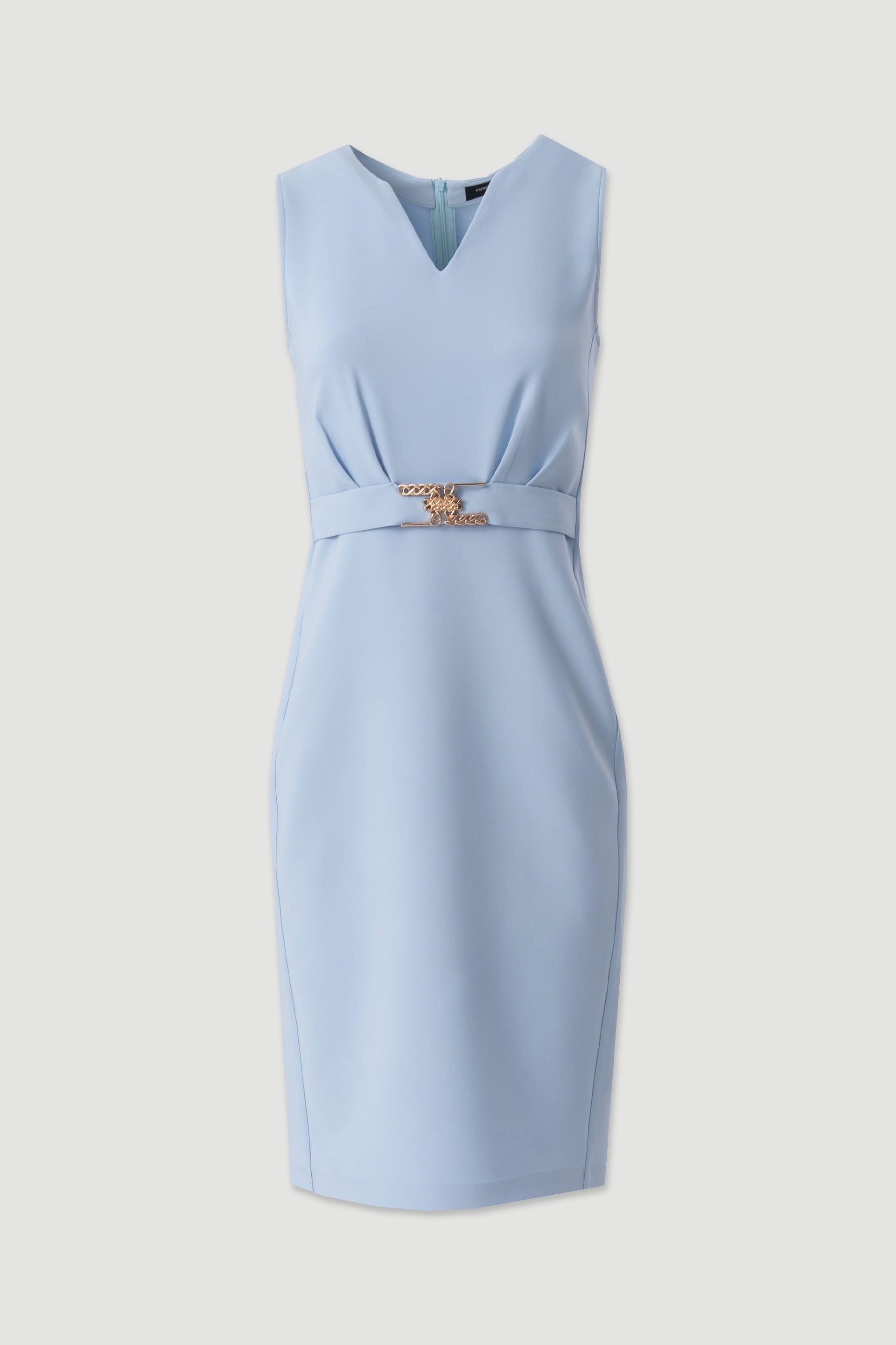 VESTIDO FERRACHE CINTADO C/ DETALHE DOURADO - Carla Valente