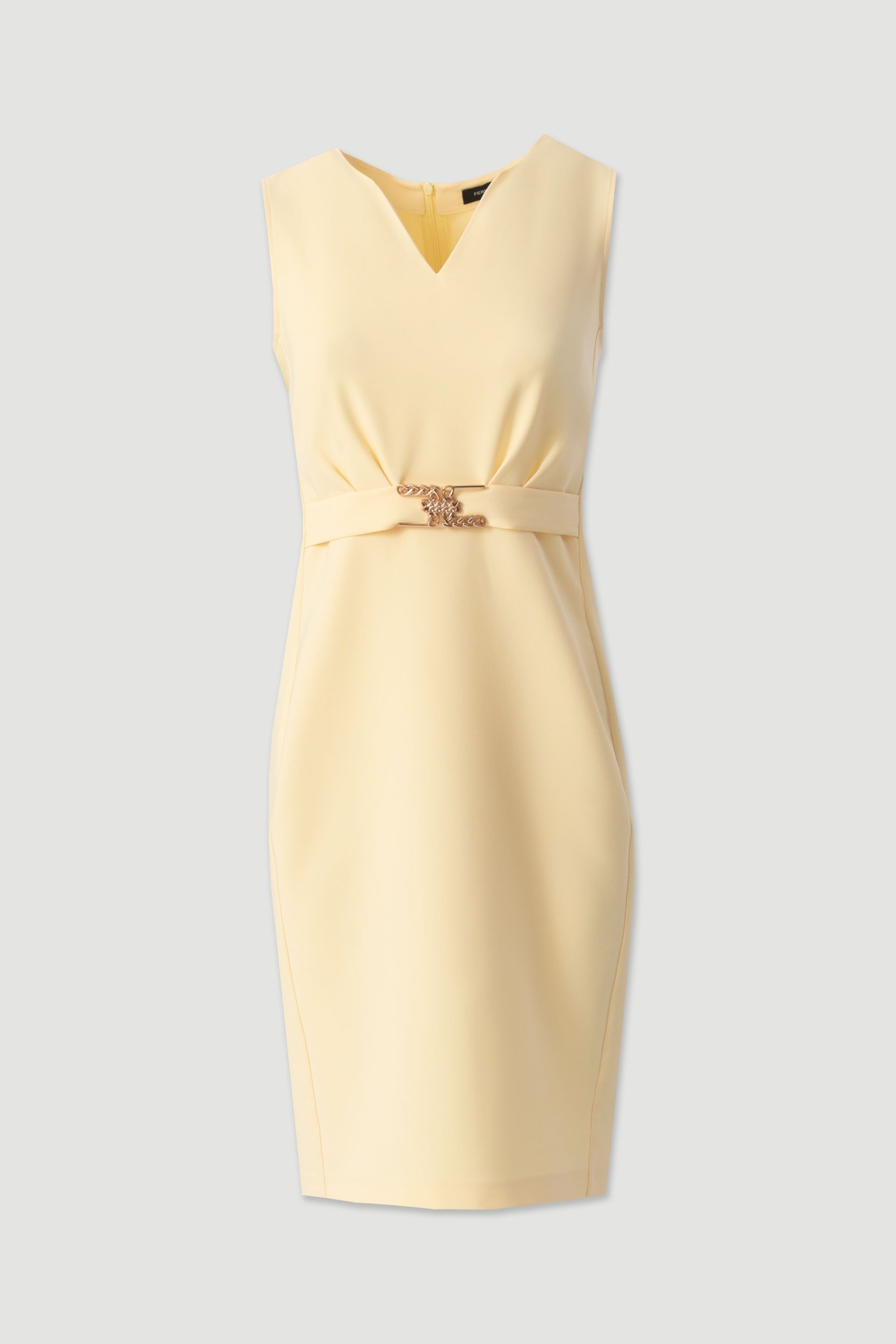 VESTIDO FERRACHE CINTADO C/ DETALHE DOURADO - Carla Valente