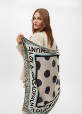 LENÇO LOLA CASADMNT COM BOLAS E LOGO EM SEDA - Carla Valente