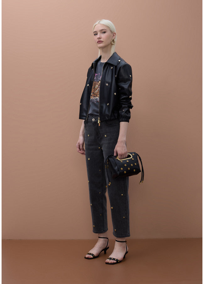 JACKET MAITE COM TACHAS REDONDAS EFEITO PELE - Carla Valente