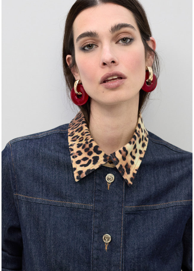 JACKET LOLA CASADEMUNT CURTA COM COLARINHO E ABA LEOPARDO - Carla Valente