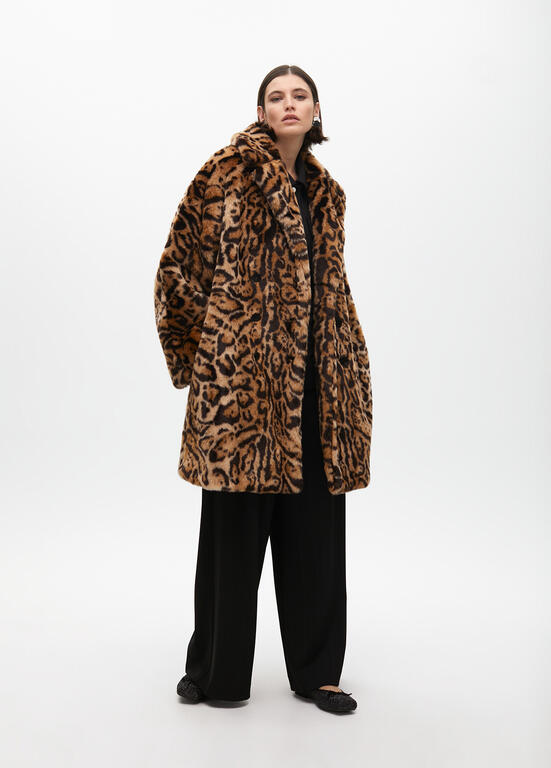 CASACO LOLA CASADMNT MIDI FAUX FUR ANML PRINT TRESPASSADO - Carla Valente