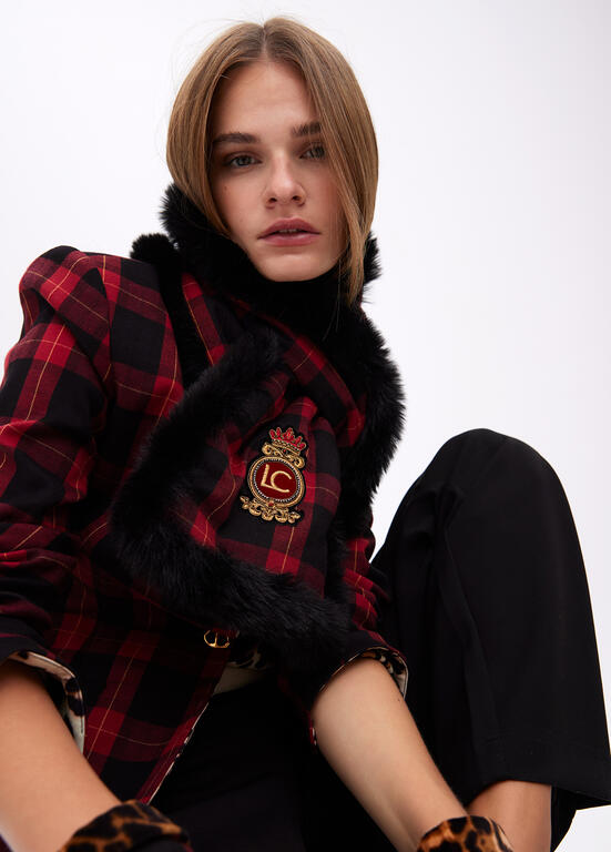 CACHECOL LOLA CASADMNT DUPLA FACE DE PELE TARTAN E XADREZ - Carla Valente