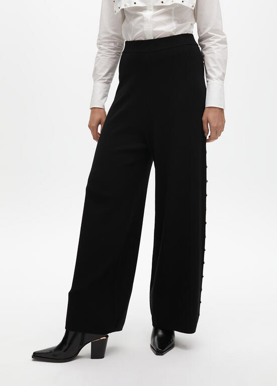 CALÇA  LOLA CASADMMNT RETA DE MALHA TACHAS LATERAIS - Carla Valente