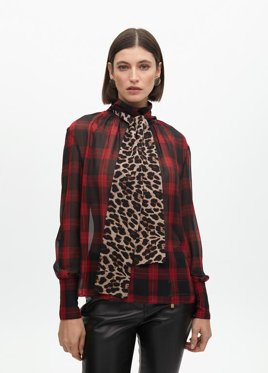 CAMISA LOLA CASADMNT TARTAN LAÇO ANML PRINT - Carla Valente