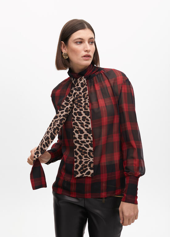 CAMISA LOLA CASADMNT TARTAN LAÇO ANML PRINT - Carla Valente