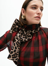 CAMISA LOLA CASADMNT TARTAN LAÇO ANML PRINT - Carla Valente