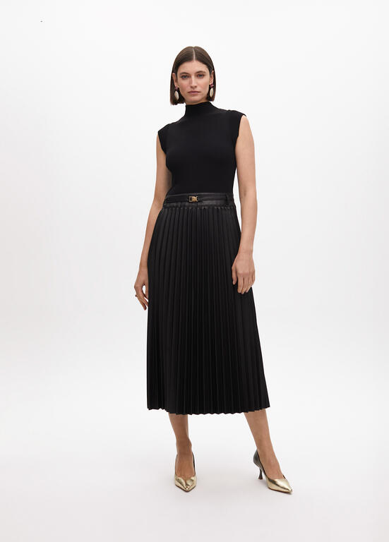 VESTIDO LOLA CASADMNT ECO PELE SAIA PLISSADA - Carla Valente