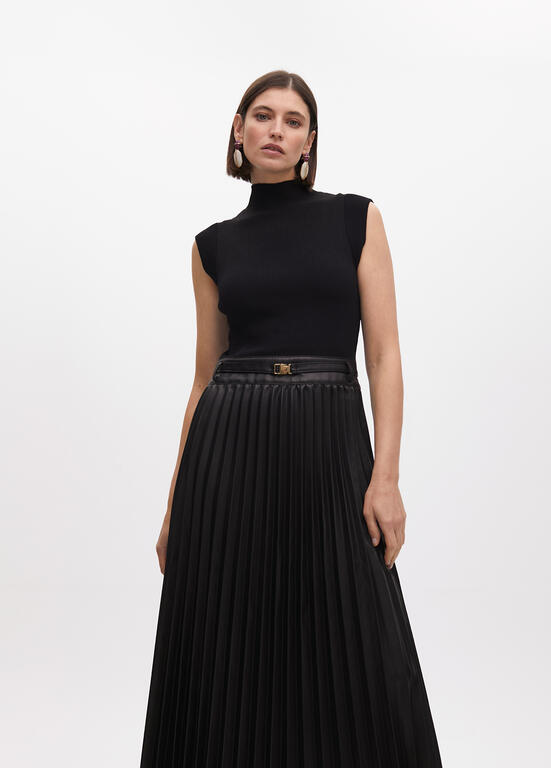 VESTIDO LOLA CASADMNT ECO PELE SAIA PLISSADA - Carla Valente