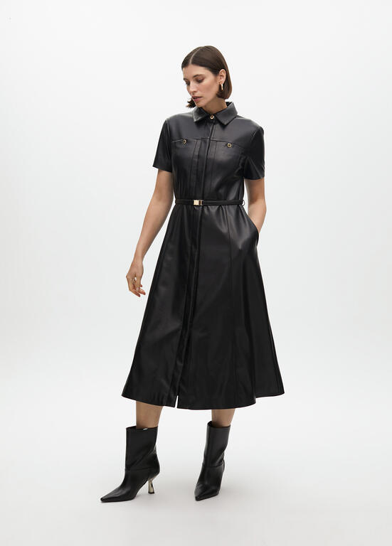 VESTIDO LOLA CASADMNT EVASÊ ECO PELE COM CINTO - Carla Valente