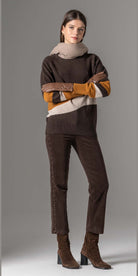 Camisola LiberJeans malha tricolor - castanho