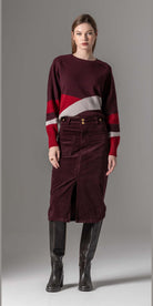 Camisola LiberJeans malha tricolor - bordeaux