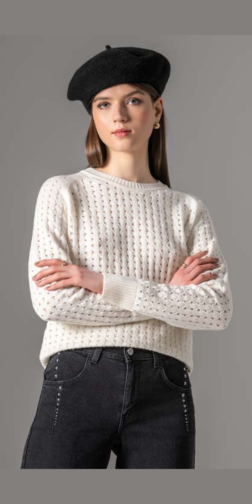 Calça LiberJeans Larissa OD de perna larga - detalhe frontal