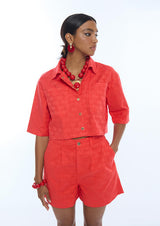 JACKET LOLA CASADMNT CURTA EM SARJA JACQUARD COM LOGO - Carla Valente