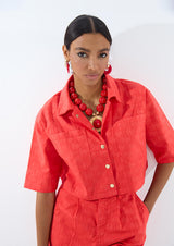 JACKET LOLA CASADMNT CURTA EM SARJA JACQUARD COM LOGO - Carla Valente