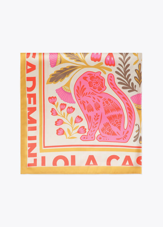 LENÇO LOLA CASADMNT ACETINADO FLORAL E TIGRES - Carla Valente