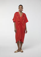 VESTIDO LOLA CASADEMUNT MIDI DE LINHO NÓ FRONTAL - Carla Valente