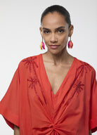 VESTIDO LOLA CASADEMUNT MIDI DE LINHO NÓ FRONTAL - Carla Valente