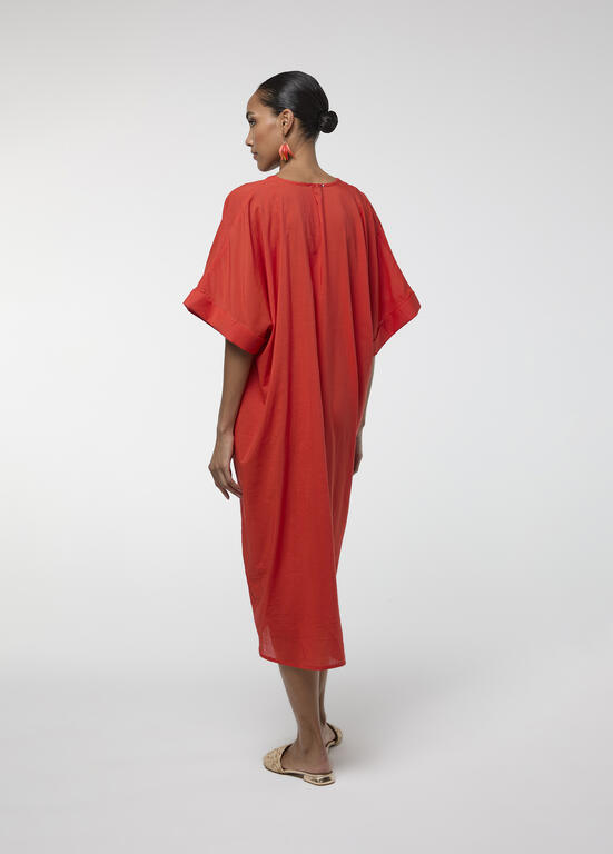 VESTIDO LOLA CASADEMUNT MIDI DE LINHO NÓ FRONTAL - Carla Valente