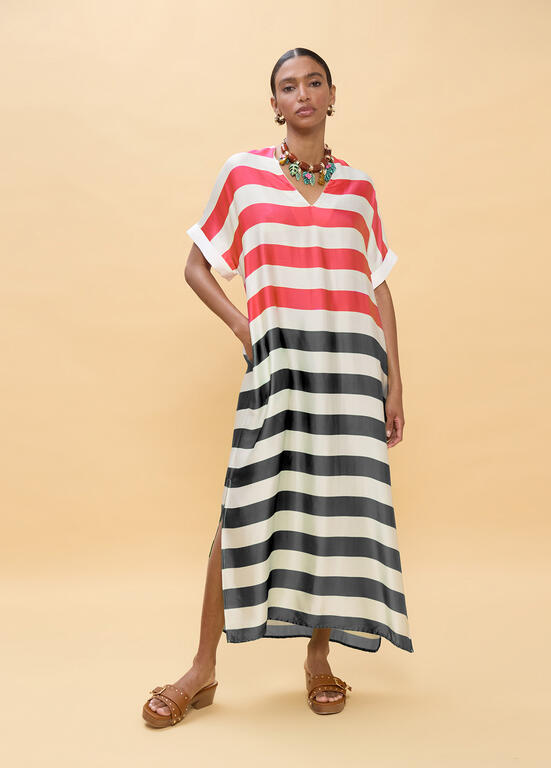 VESTIDO LOLA CASADMNT RISCAS LARGAS TRICOLOR - Carla Valente