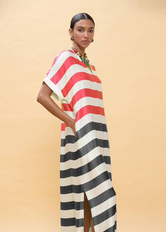 VESTIDO LOLA CASADMNT RISCAS LARGAS TRICOLOR - Carla Valente