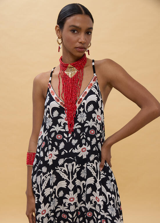VESTIDO LOLA CASADEMUNT LONGO ESTAMPADO ÉTNICO COM ALÇAS - Carla Valente