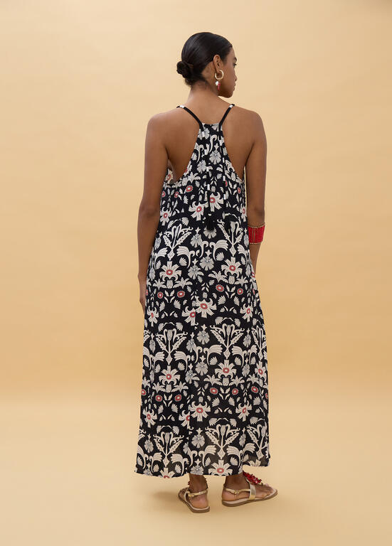 VESTIDO LOLA CASADEMUNT LONGO ESTAMPADO ÉTNICO COM ALÇAS - Carla Valente