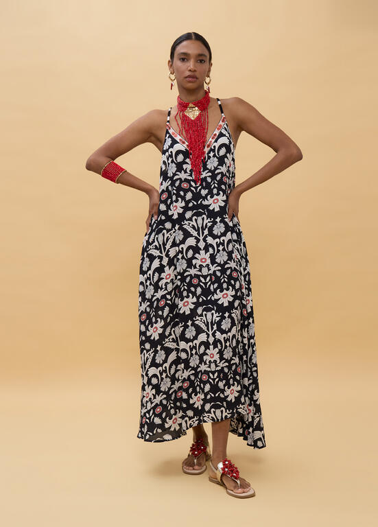 VESTIDO LOLA CASADEMUNT LONGO ESTAMPADO ÉTNICO COM ALÇAS - Carla Valente