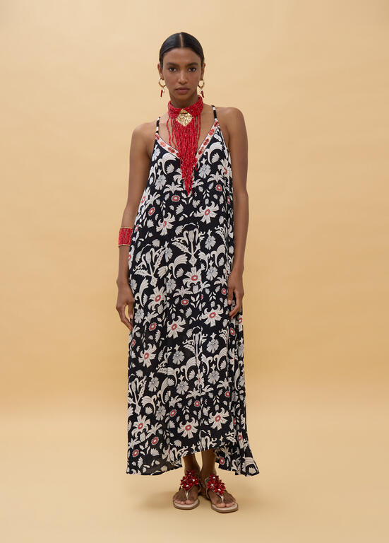 VESTIDO LOLA CASADEMUNT LONGO ESTAMPADO ÉTNICO COM ALÇAS - Carla Valente