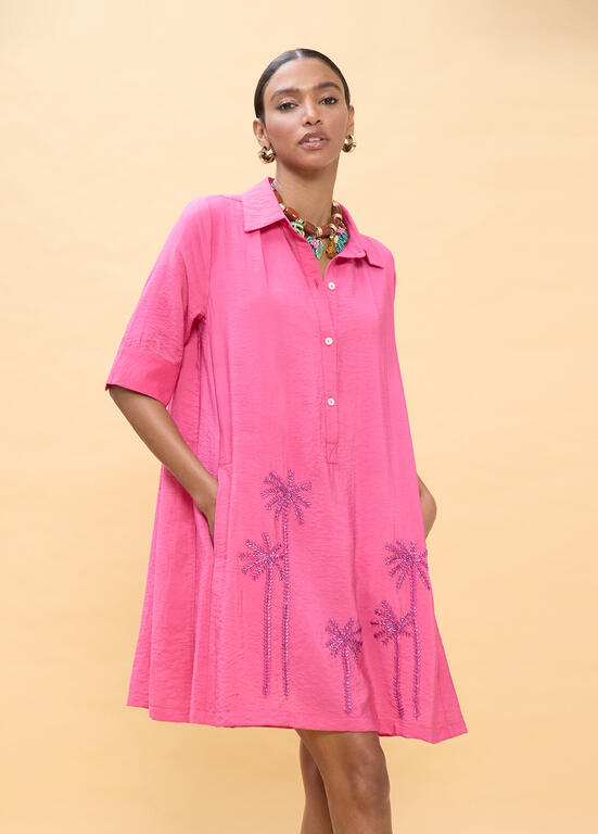 VESTIDO LOLA CASADEMUNT CURTO COM DETALHES DE PALMEIRAS - Carla Valente