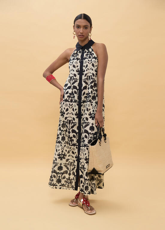 VESTIDO LOLA CASADEMUNT ESTAMPADO FLORAL CONTRASTE - Carla Valente