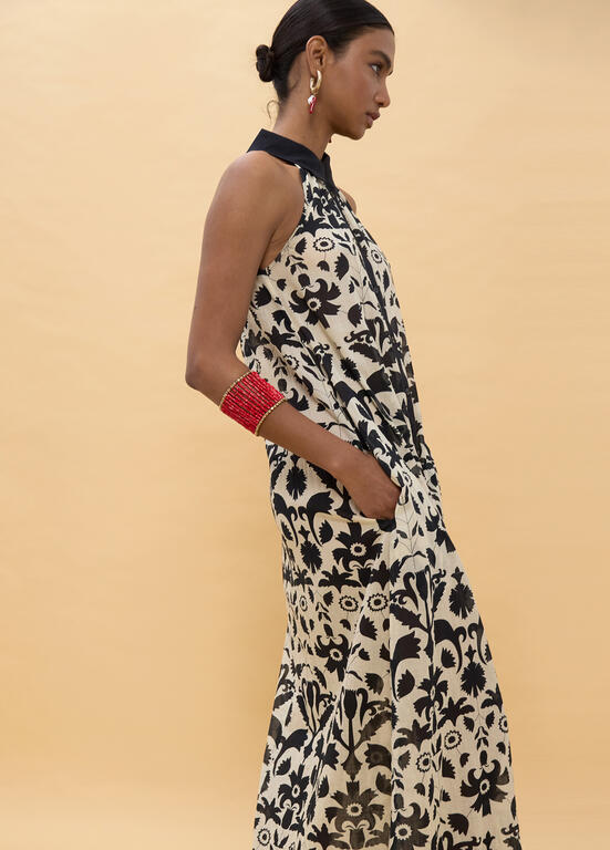 VESTIDO LOLA CASADEMUNT ESTAMPADO FLORAL CONTRASTE - Carla Valente