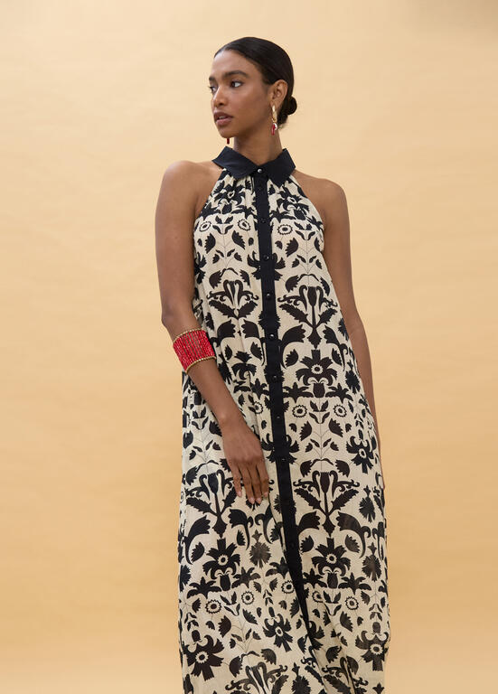 VESTIDO LOLA CASADEMUNT ESTAMPADO FLORAL CONTRASTE - Carla Valente