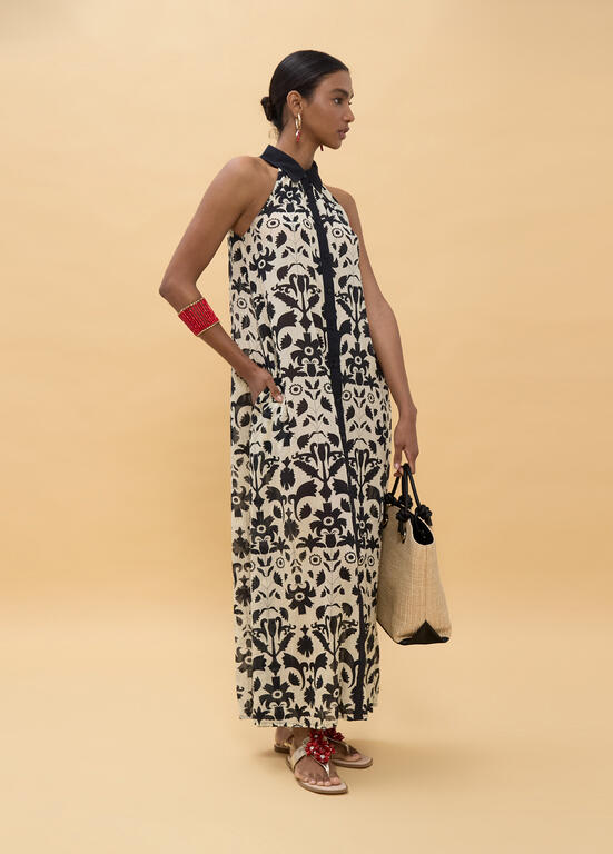 VESTIDO LOLA CASADEMUNT ESTAMPADO FLORAL CONTRASTE - Carla Valente