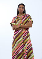 VESTIDO LOLA CASADMNT ACETINADO COM PADRÃO DE RISCA - Carla Valente