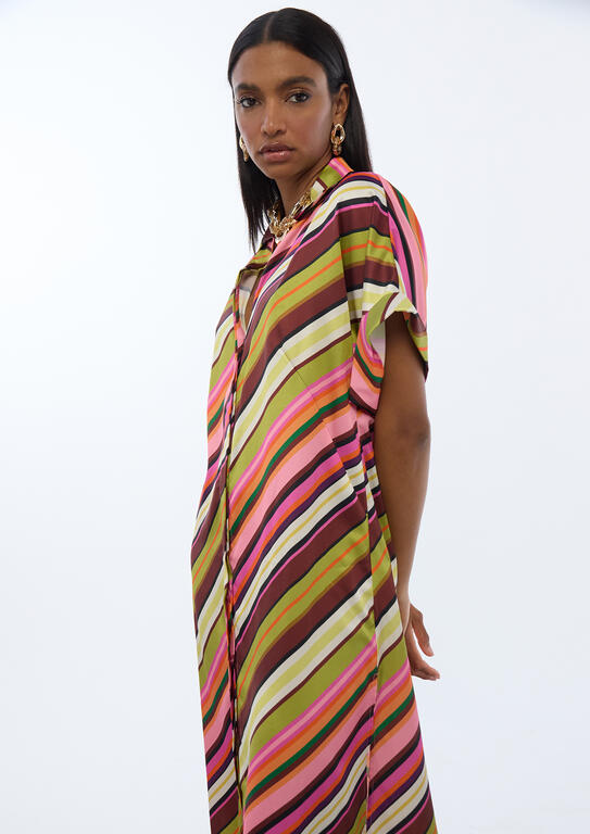 VESTIDO LOLA CASADMNT ACETINADO COM PADRÃO DE RISCA - Carla Valente
