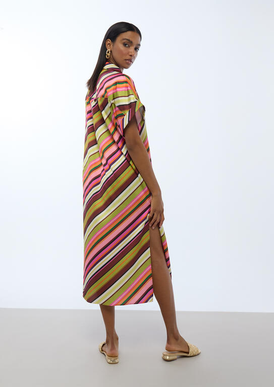 VESTIDO LOLA CASADMNT ACETINADO COM PADRÃO DE RISCA - Carla Valente
