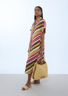 VESTIDO LOLA CASADMNT ACETINADO COM PADRÃO DE RISCA - Carla Valente