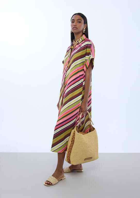 VESTIDO LOLA CASADMNT ACETINADO COM PADRÃO DE RISCA - Carla Valente