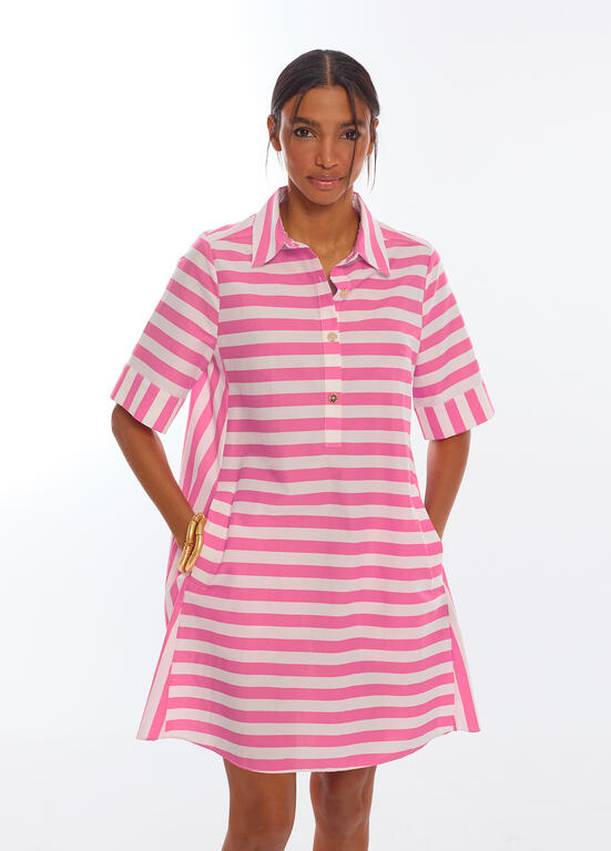 VESTIDO LOLA CASADEMUNT CURTO POPELIN COM RISCAS - Carla Valente