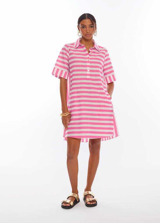 VESTIDO LOLA CASADEMUNT CURTO POPELIN COM RISCAS - Carla Valente