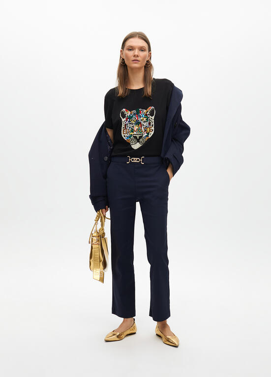 T-SHIRT MAITE COM TIGRE EM STRASS - Carla Valente