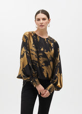 BLUSA MAITE ESTAMPADA COM MANGA ASSIMÉTRICA - Carla Valente