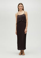 VESTIDO MAITE MIDI FALSO PLISSADO COM FOLHOS - Carla Valente