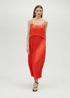 VESTIDO MAITE MIDI FALSO PLISSADO COM FOLHOS - Carla Valente